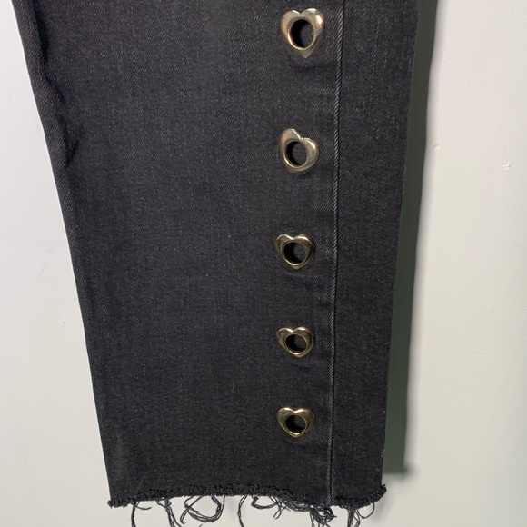ZARA K BLACK JEANS WITH HEARTS ON THE SIZE SIZE 10 raw hem skinny - Picture 5 of 14